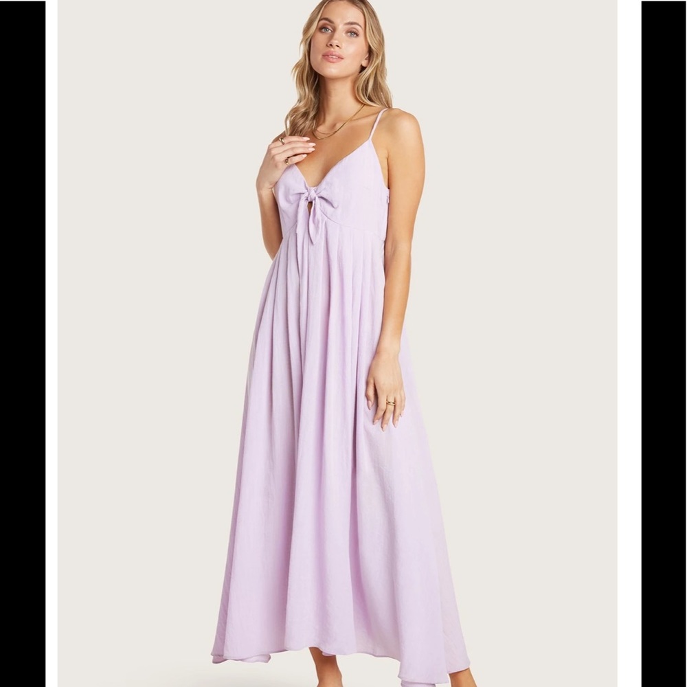 NWOT WILLOW Rochelle Dress Tie Front Maxi Dress in Lilac Purple Size M - Picture 4 of 11
